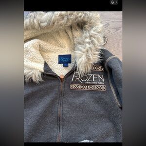 Disney Frozen Broadway Kristof Sherpa Fleece Jacket Faux Fur Hoodie Zip small